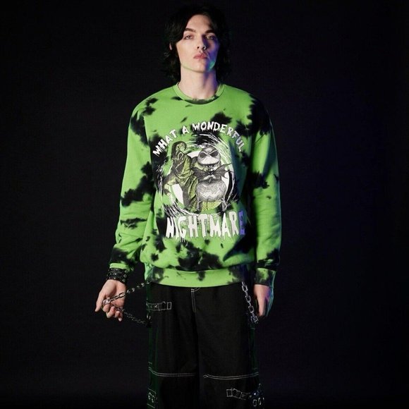 Nightmare Before Christmas Jack & Oogie Boogie Sweatshirt Glow In Dark MEDIUM - Picture 1 of 4